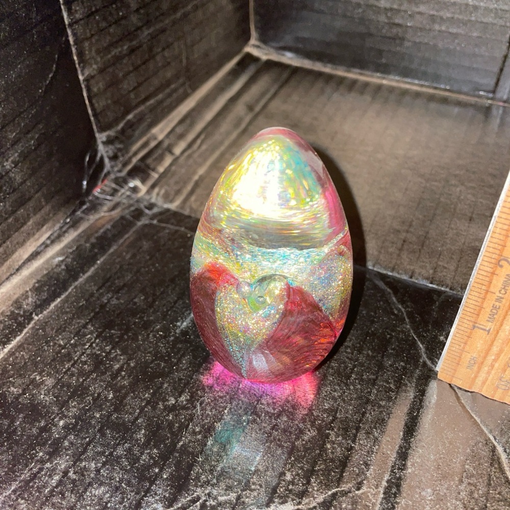 Holographic Glass Egg Accent